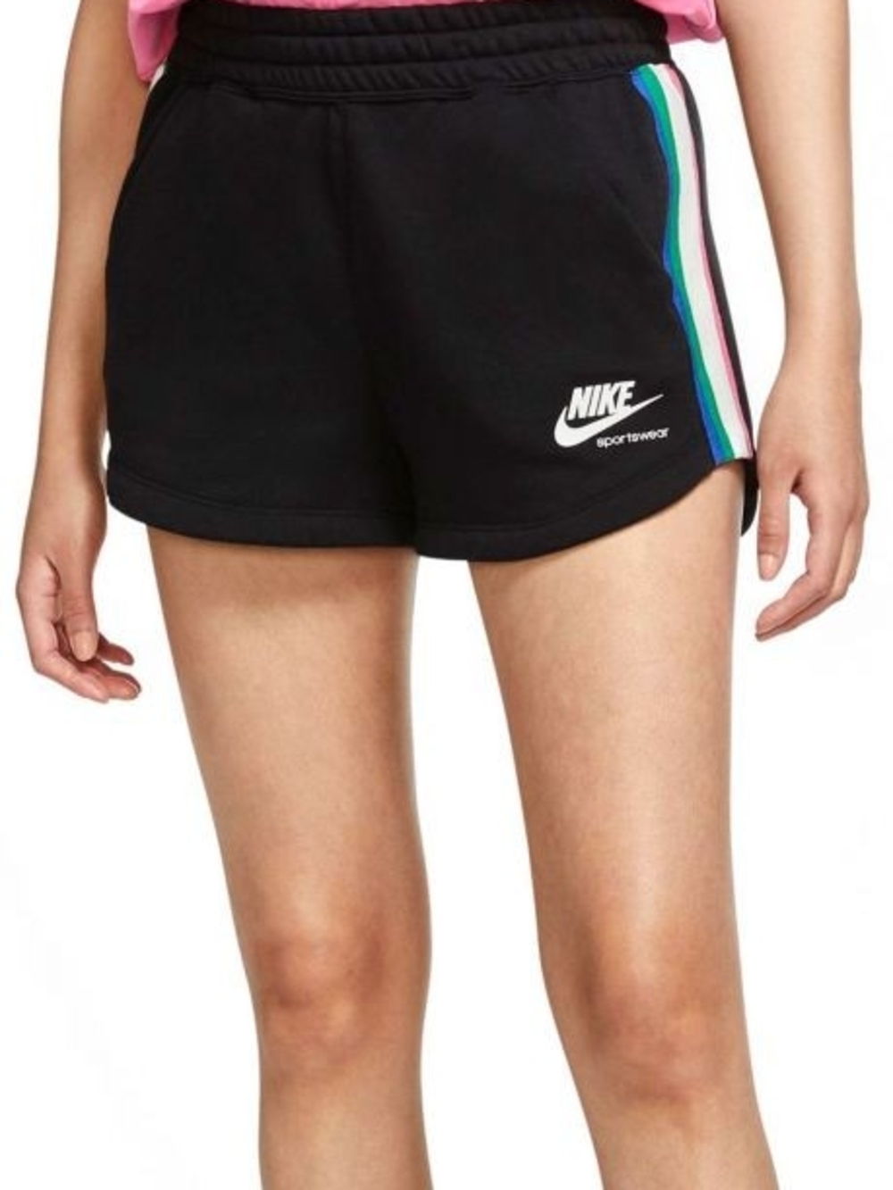 Nike Sportswear Women’s Heritage Fleece Shorts with Rainbow Side Stripes
